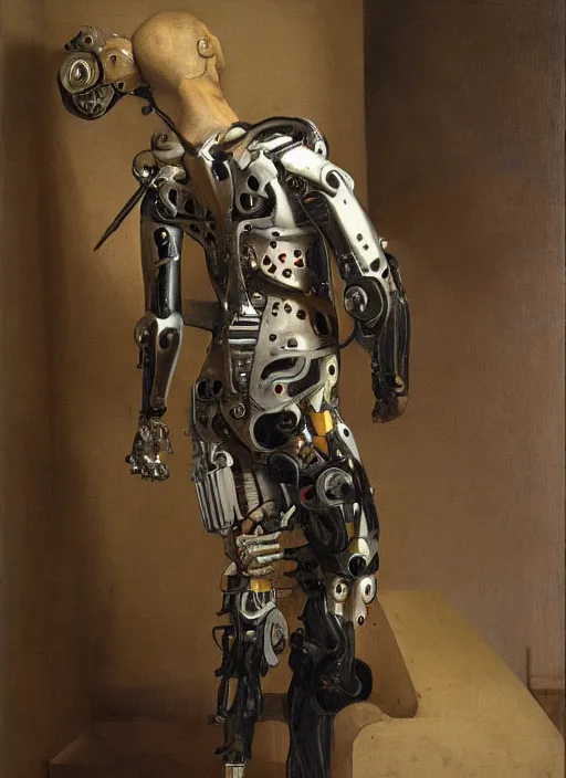 Image similar to cyborg cybernetic exoskeleton by Johannes Vermeer