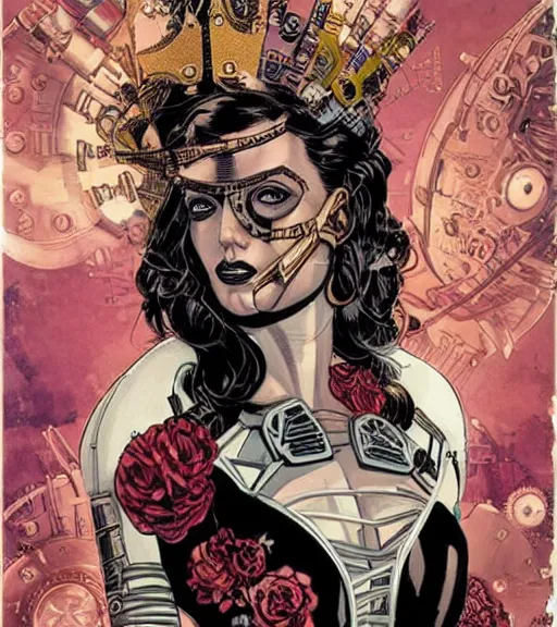 Image similar to portrait of a steampunk queen, by dc comics and sandra chevrier