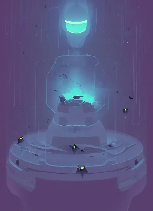 Prompt: drawing of an alien looking object with bats flying around it, concept art by james gilleard, artstation, cubo - futurism, 2 d game art, official art, concept art