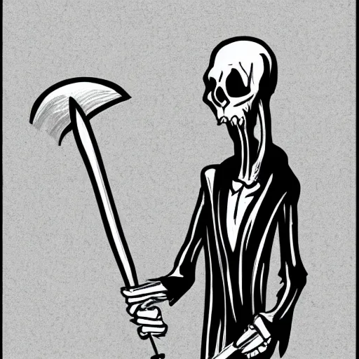 Image similar to cartoon drawing of a grim reaper