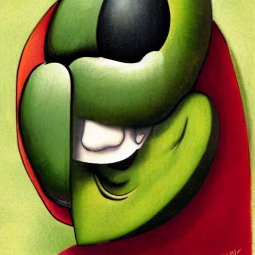 Prompt: the anthropomorphic avocado by john byrne