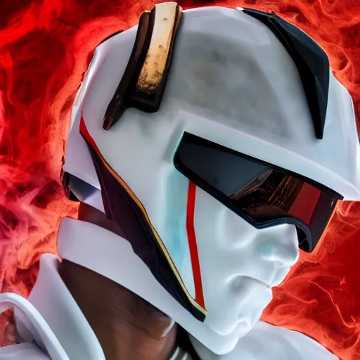 Prompt: extremely beautiful photo of a white marble statue of an anime black man with colorful motocross logos and motorcycle helmet with closed visor, colorful smoke in the background, carved marble statue, fine art, neon genesis evangelion, virgil abloh, offwhite, highly detailed, 8 k, hyperreal