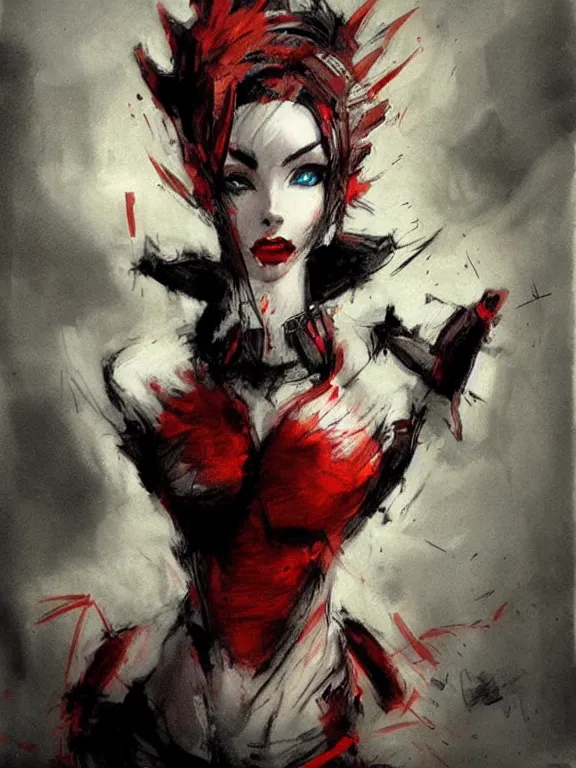 Image similar to jinx ,League of Legends, Guy Denning,trending on artstation