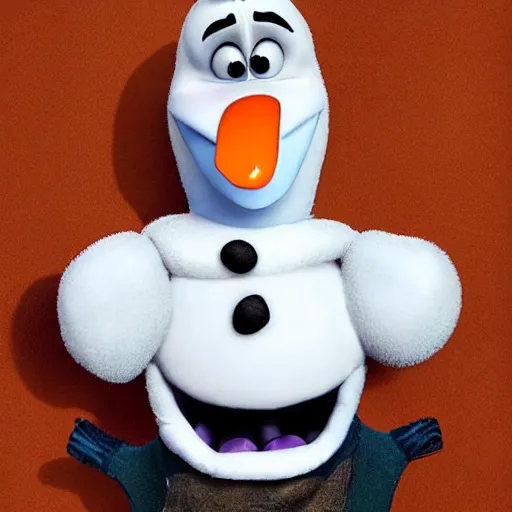 Prompt: a hyperrealistic photo of olaf from frozen as a person,