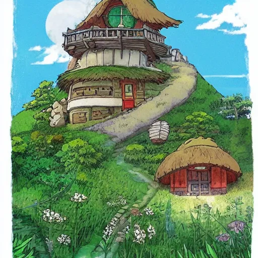 Prompt: studio ghibli hermit cottage by Hayao Miyazaki