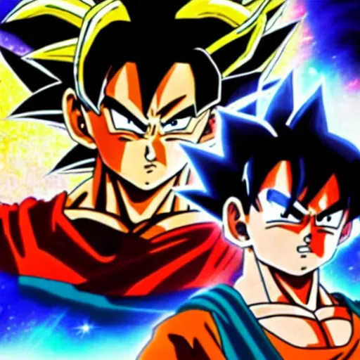 Image similar to an epic portrayal of goku son's power