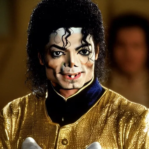 Image similar to michael jackson as king king, movie still, 8 k