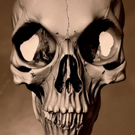 Image similar to close up photo of an alien skull,