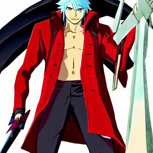 Image similar to Dante of Devil May cry in the stye of Kill la Kill(2013)