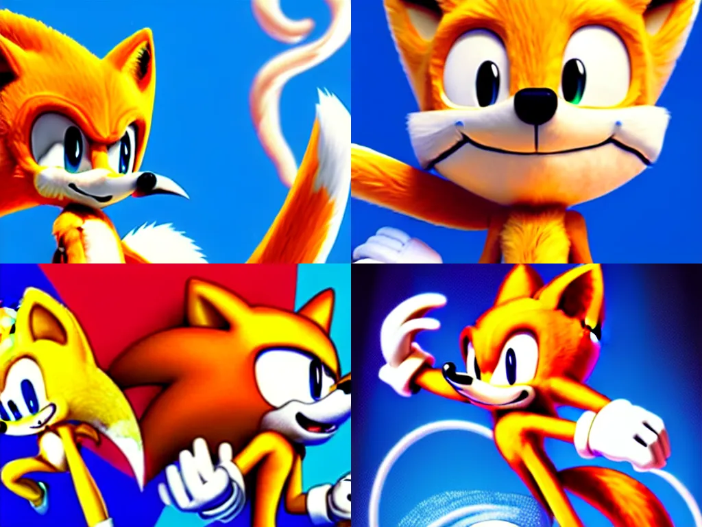 Prompt: tails the fox official art sonic mania