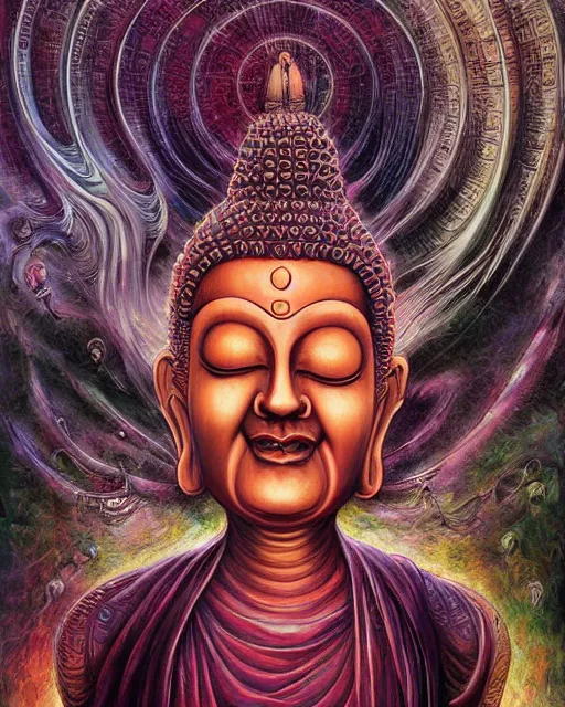 Image similar to buddha smiling, by antonio j. manzanedo, giger, alex grey, android jones, wayne barlowe, philippe druillet, raymond swanland, cyril rolando, josephine wall, harumi hironaka, trending on artstation