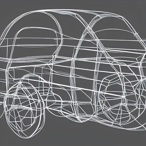 Prompt: a transparent car wireframe, digital art