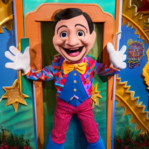 Prompt: a child puppet in the its a small world ride at disneyland that looks like ron desantis, highly detailed, high definition, ultra realistic