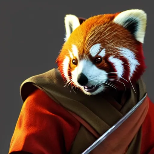 Image similar to Red Panda jedi warrior, artstation, cgsociety, award-winning, masterpiece, stunning, beautiful, glorious, powerful