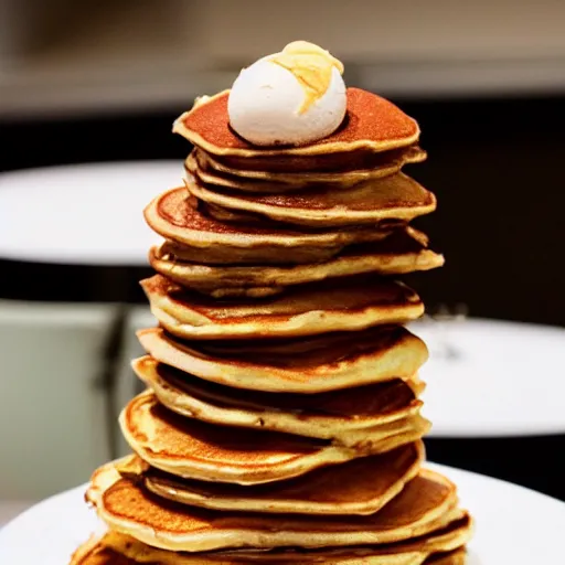 Image similar to tower of pancakes with ice-cream, Michelin star, award winning