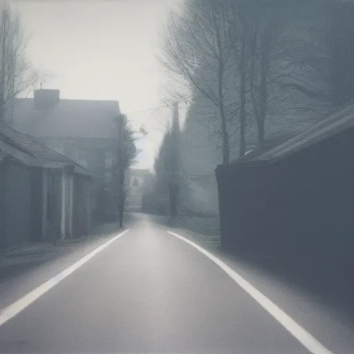 Image similar to Beautiful cameraphone, soft liminal Photograph of an estate road, early morning, small flat/apartment