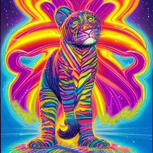 Prompt: Greg Hildebrandt and Lisa Frank Collaboration