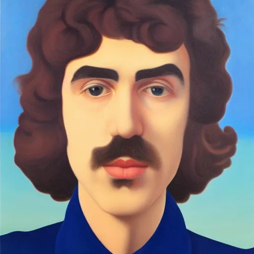 Image similar to painting of a young george harrison by rene magritte, hd, 4 k, detailed, award winning