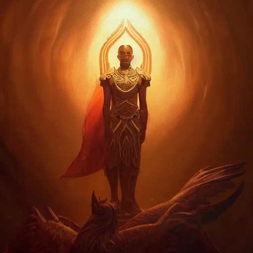 Image similar to Majestic gracious Osiris portrait, atmospheric lighting, painted, intricate, volumetric lighting, beautiful, rich deep colours masterpiece, golden hour, sharp focus, ultra detailed, by Leesha Hannigan, Ross Tran, Thierry Doizon, Kai Carpenter, Ignacio Fernández Ríos