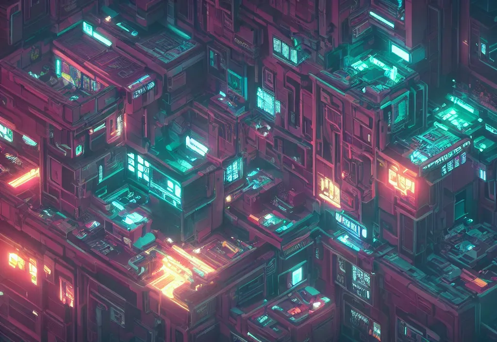 Image similar to cyberpunk house, magicavoxel cinematic lighting, 4k