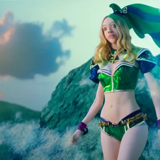 Prompt: cinematic scene with amanda seyfried as jolyne from jojo's bizarre adventure, live action film, stone ocean, dramatic, small details, volumetric lighting, still frame