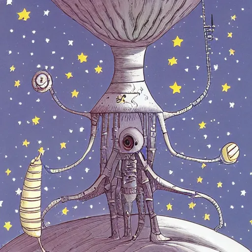 Prompt: Liminal space in outer space by Tim Burton