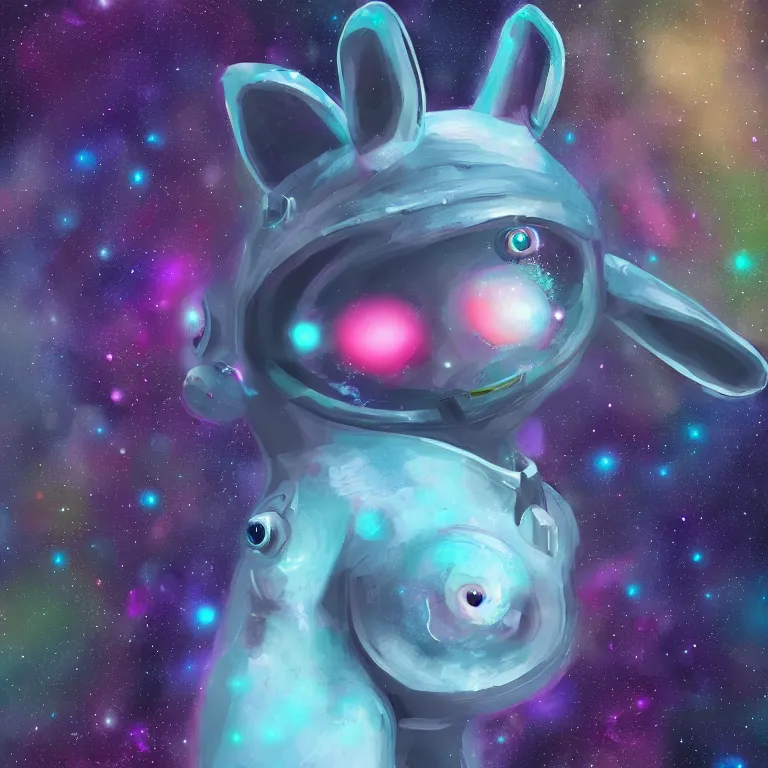 Image similar to a cute galactic alien bunny, digital art, very detailed 4k