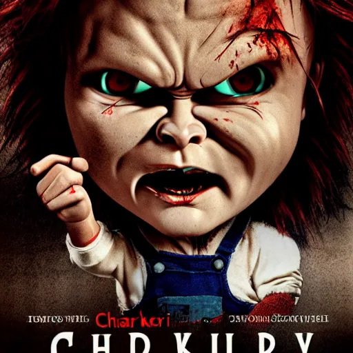 Prompt: Chucky versus Johnny Depp movie poster