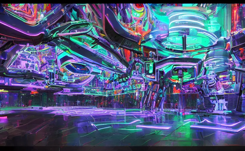Prompt: futuristic neon signs in a scene of ( ( ( millions of people wake up ) ) ), ( ( robot cyborgs ) ), futuristic oil painting by rembrandt and jeff koonz, ( ( led panel screens and projections ) ), intricate details, ( ultra realistic ), dynamic lighting, ( octane render ), ( ( ( vertical led strip lighting ) ) )