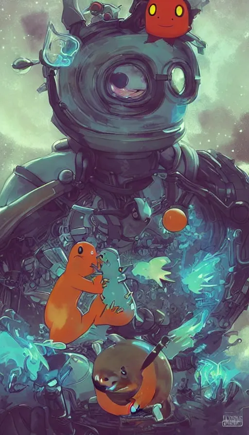 Image similar to lofi BioPunk Pokemon Charmander portrait Pixar style by Tristan Eaton_Stanley Artgerm and Tom Bagshaw,