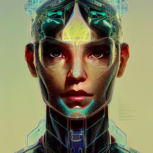 Image similar to cyborg holographic, translucent, detailed portrait, intricate complexity, by greg rutkowski, artgerm, ross tran, conrad roset, takato yomamoto, ilya kuvshinov. 4 k, beautiful, cinematic dramatic atmosphere