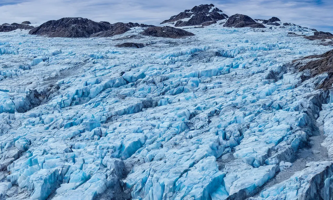 Prompt: Greenland ice canyon landscape, glacier frozen, cinematic