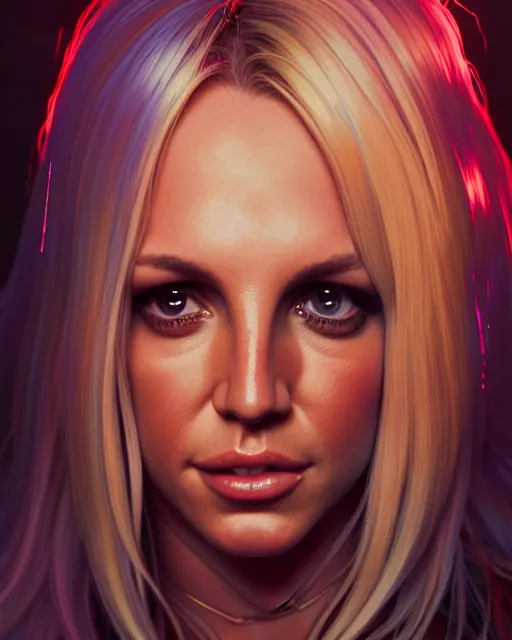 Image similar to highly detailed portrait of britney spears, stephen bliss, unreal engine, greg rutkowski, loish, rhads, beeple, makoto shinkai and lois van baarle, ilya kuvshinov, rossdraws, tom bagshaw, alphonse mucha, global illumination, detailed and intricate environment