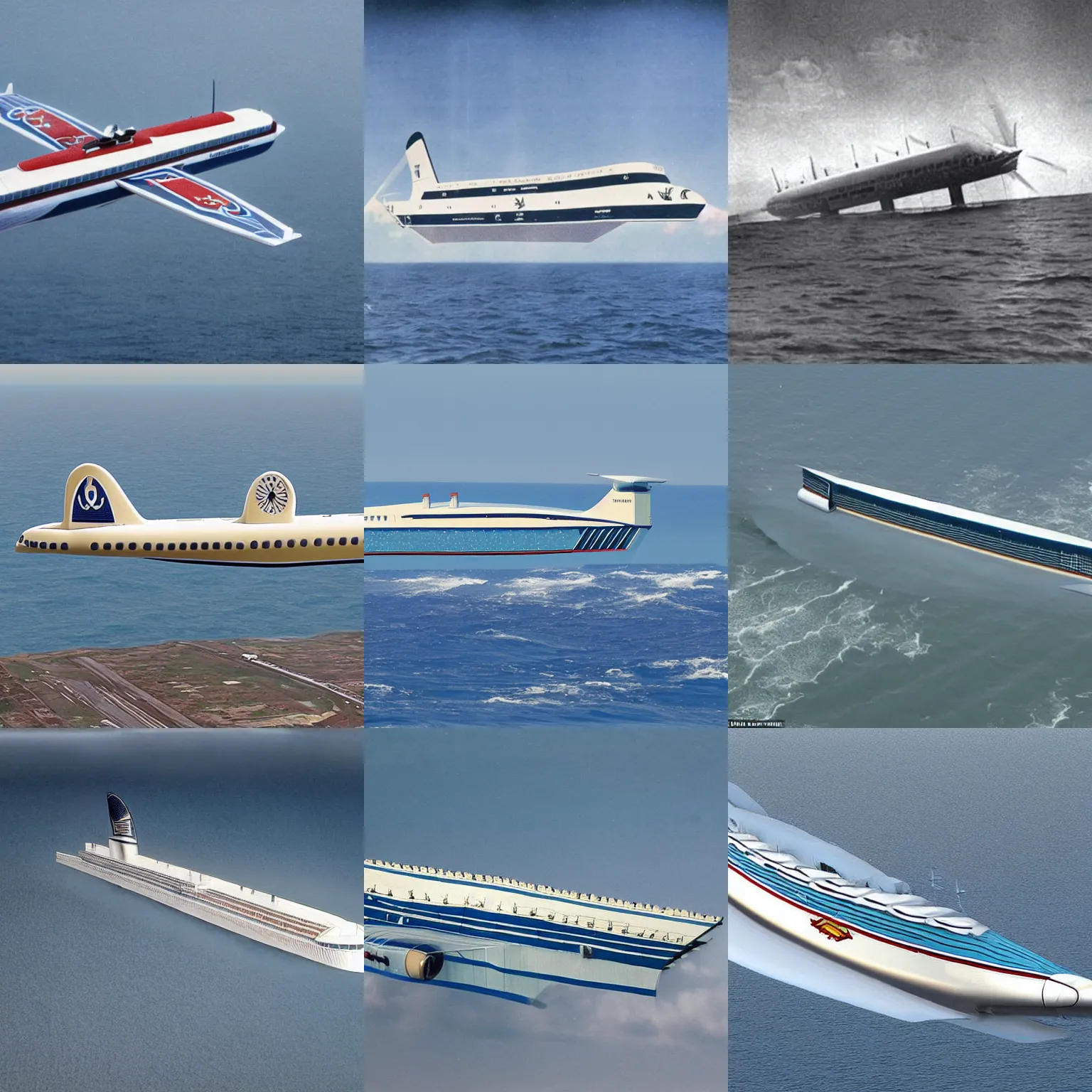 Prompt: an aircraft that looks like an ocean liner