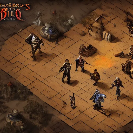 Prompt: an isometric action role playing game in the style of diablo and path of exile, set in a wild west setting, in the desert, with cowboys and monsters, game design, game art, 4 k graphics