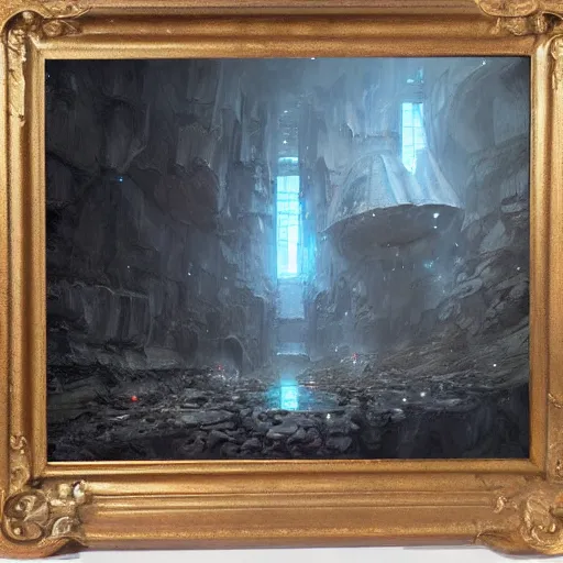 Prompt: complex crystal mine, oil painting, by greg rutkowski