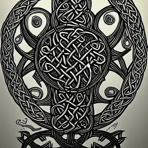 Image similar to Monster, celtic art style