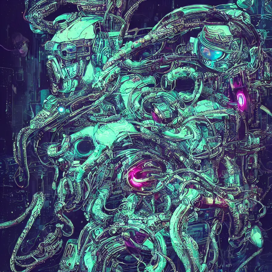 Image similar to portrait of a squid monster astronaut. full body portrait, intricate abstract. cyberpunk, intricate artwork. neon eyes, by Tooth Wu, wlop, beeple. octane render, trending on artstation, greg rutkowski very coherent symmetrical artwork. cinematic, hyper realism, high detail, octane render, 8k, minimalistic, hyperrealistic surrealism, award winning masterpiece with incredible details, a surreal vaporwave liminal space, highly detailed, trending on ArtStation