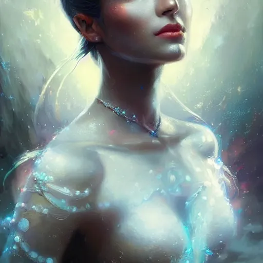 Image similar to a beautiful portrait of a diamond goddess by greg rutkowski and raymond swanland, trending on artstation, ultra realistic digital art