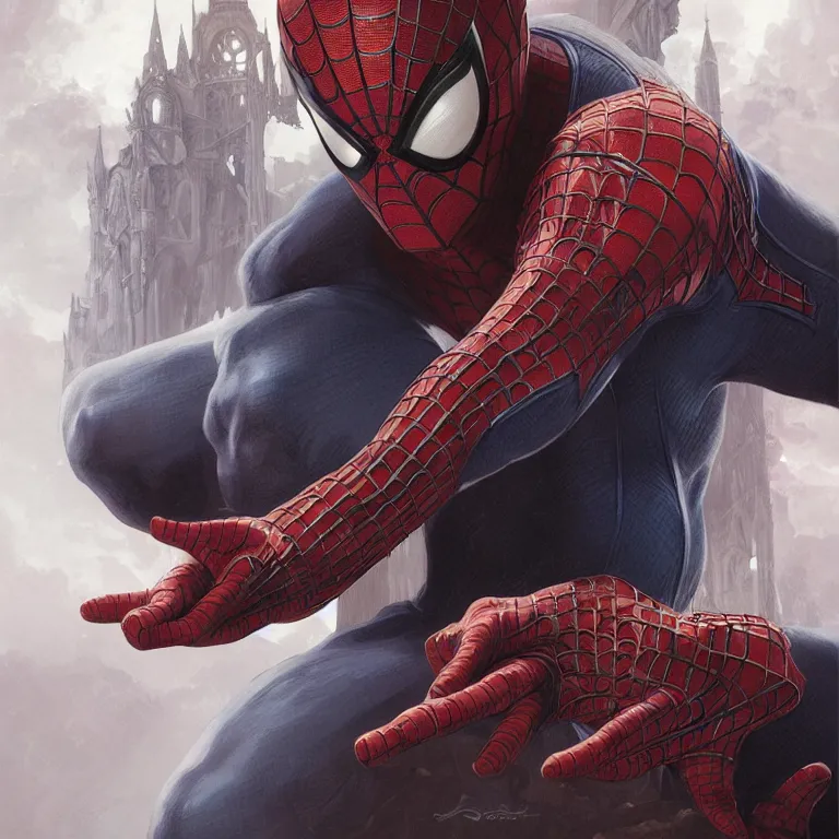 Prompt: portrait of spiderman, D&D, fantasy, highly detailed, digital painting, artstation, smooth, sharp focus, illustration, art by artgerm and greg rutkowski and alphonse mucha