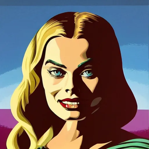 Image similar to vector art oil on canvas margot robbie by artgem by brian bolland by alex ross by artgem by brian bolland by alex rossby artgem by brian bolland by alex ross by artgem by brian bolland by alex ross