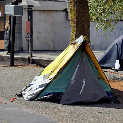 Image similar to homeless person luxury encampment