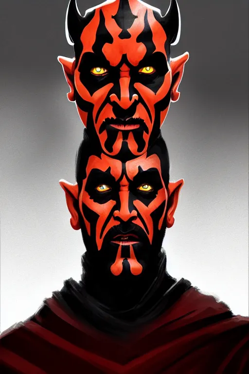 Image similar to a portrait of the darth maul from star wars, short beard, grim - lighting, high - contrast, intricate, elegant, highly detailed, digital painting, artstation, concept art, smooth, sharp focus, illustration