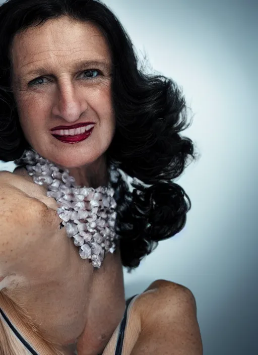 Image similar to closeup portrait of Betty Rubble, depth of field, zeiss lens, detailed, symmetrical, centered, fashion photoshoot, by Annie Leibovitz and Steve McCurry, David Lazar, Jimmy Nelsson, Breathtaking, 8k resolution, extremely detailed, beautiful, establishing shot, artistic, hyperrealistic, beautiful face, octane render