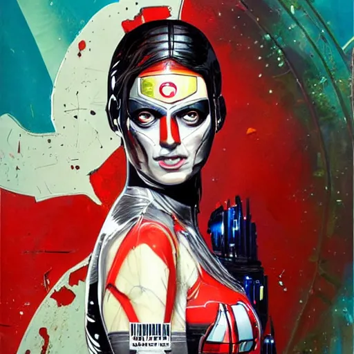 Image similar to beautiful portrait of a female android, by Sandra Chevrier and DC comics