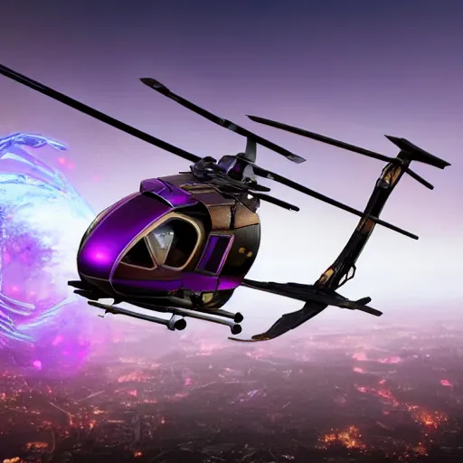 Image similar to Thanos helicopter, realistic, photo real,