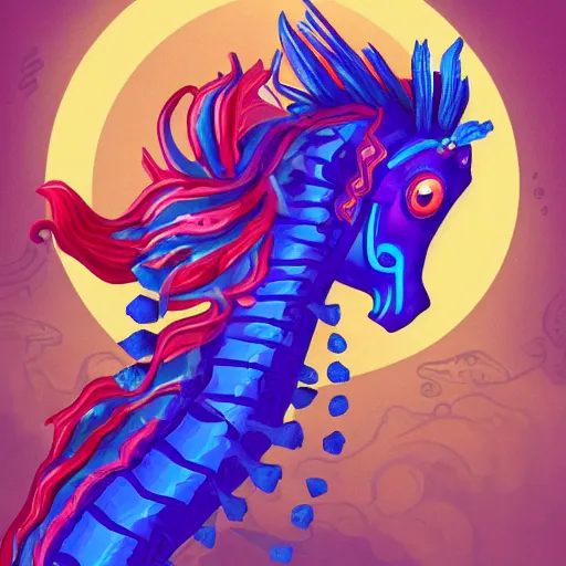 Image similar to anadolicslivingroomownership, eternal sunshine of a seahorse, aztec jade urne, aztec mace, incredible digital illustration trending on artstation my head got replaced with saturn