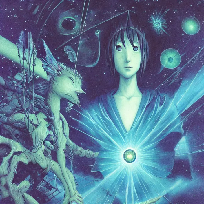 Image similar to Close up Iwakura Lain, epcot, inside a space station, eye of providence, Beksinski Finnian vivid Wojtek William to eye, Rei Ayanami,James McCarthy, MAX ERNST,Beksinski, Pablo Amaringo, Finnian MacManus, Ruan Jia, detailed full body portrait of elegant king of the elves unseelie fairy, evening formal robes, digital illustration, Howl's Moving Castle, tranquil divine observer Nymph by ismail inceoglu nicola samori dragan bibin hans thoma greg rutkowski Alexandros Pyromallis Nekro Rene Margitte illustrated, official anime key media, hellscape, mind character, Environmental occlusion theme Jia, a William mans character, Artstation station female hyperdetailed with , rei ayanami