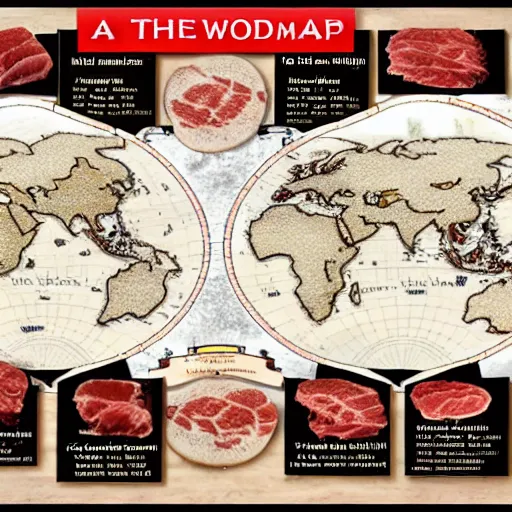 Image similar to a map of the world made out of meat