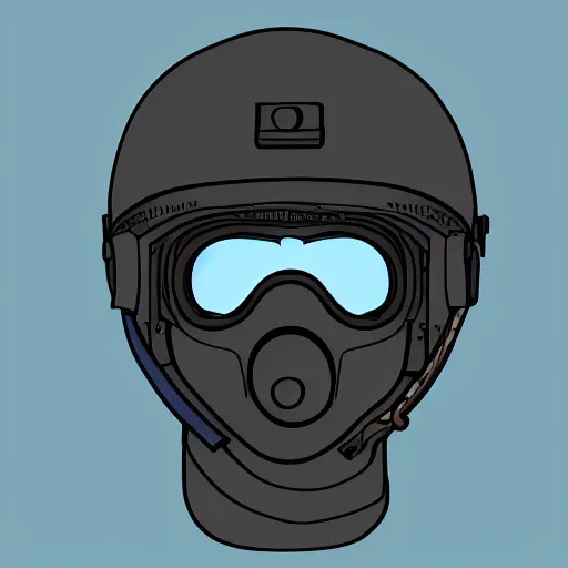 Image similar to illustration of a tactical military helmet with night vision goggles